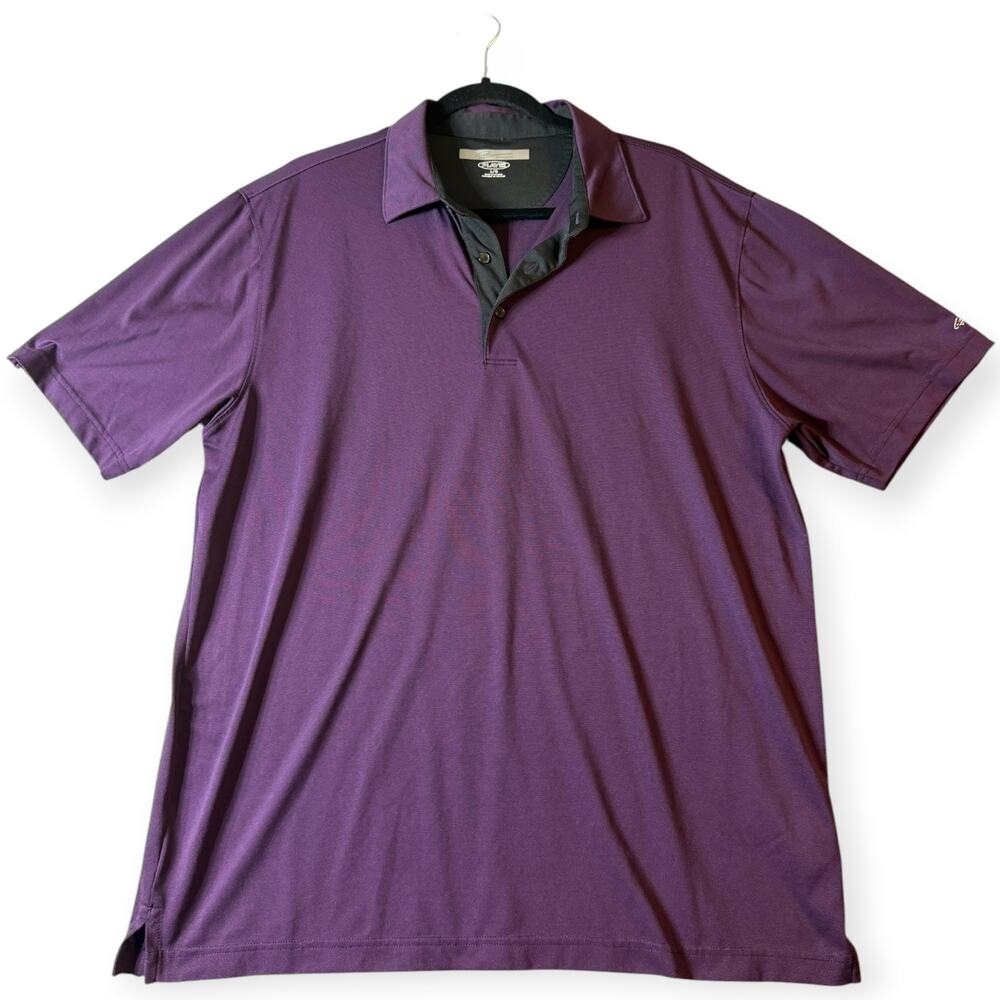 Greg Norman Play Dry Polo Golf Shirt, Dark Purple & Black, Men's Large